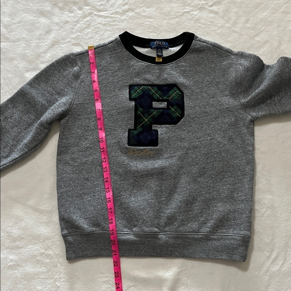 POLO RALPH LAUREN BOYS CREWNECK SWEATSHIRT LARGE (14-16) YOUTH Plaid Patch - Picture 7 of 7